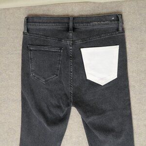 Current Elliott High Waist Skinny Jeans Black Denim Two Tone Pockets Women's 28